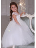 Ivory Lace Tulle V Back Flower Girl Dress